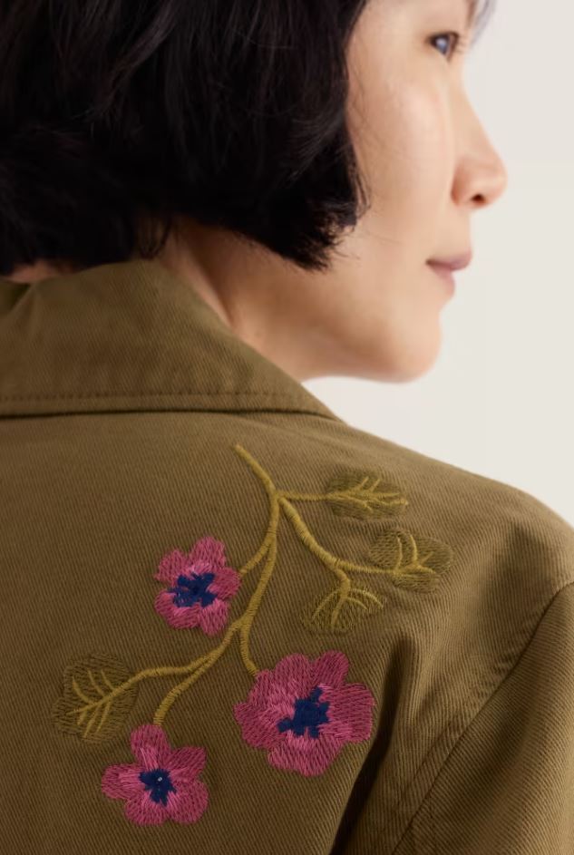 Jacke - Porth Embroidered Jacket - Flora Embroidery Fern Moss