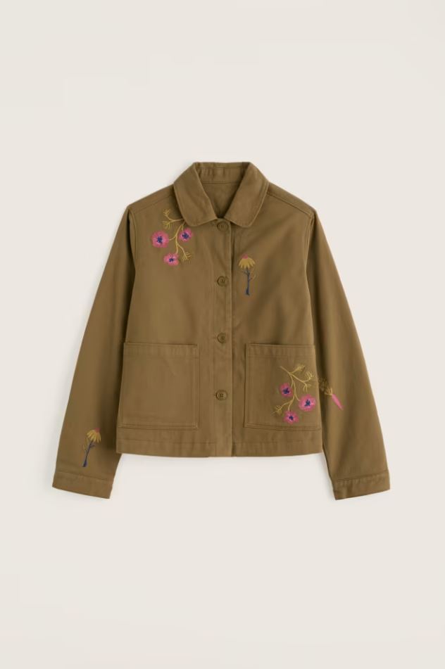 Jacke - Porth Embroidered Jacket - Flora Embroidery Fern Moss