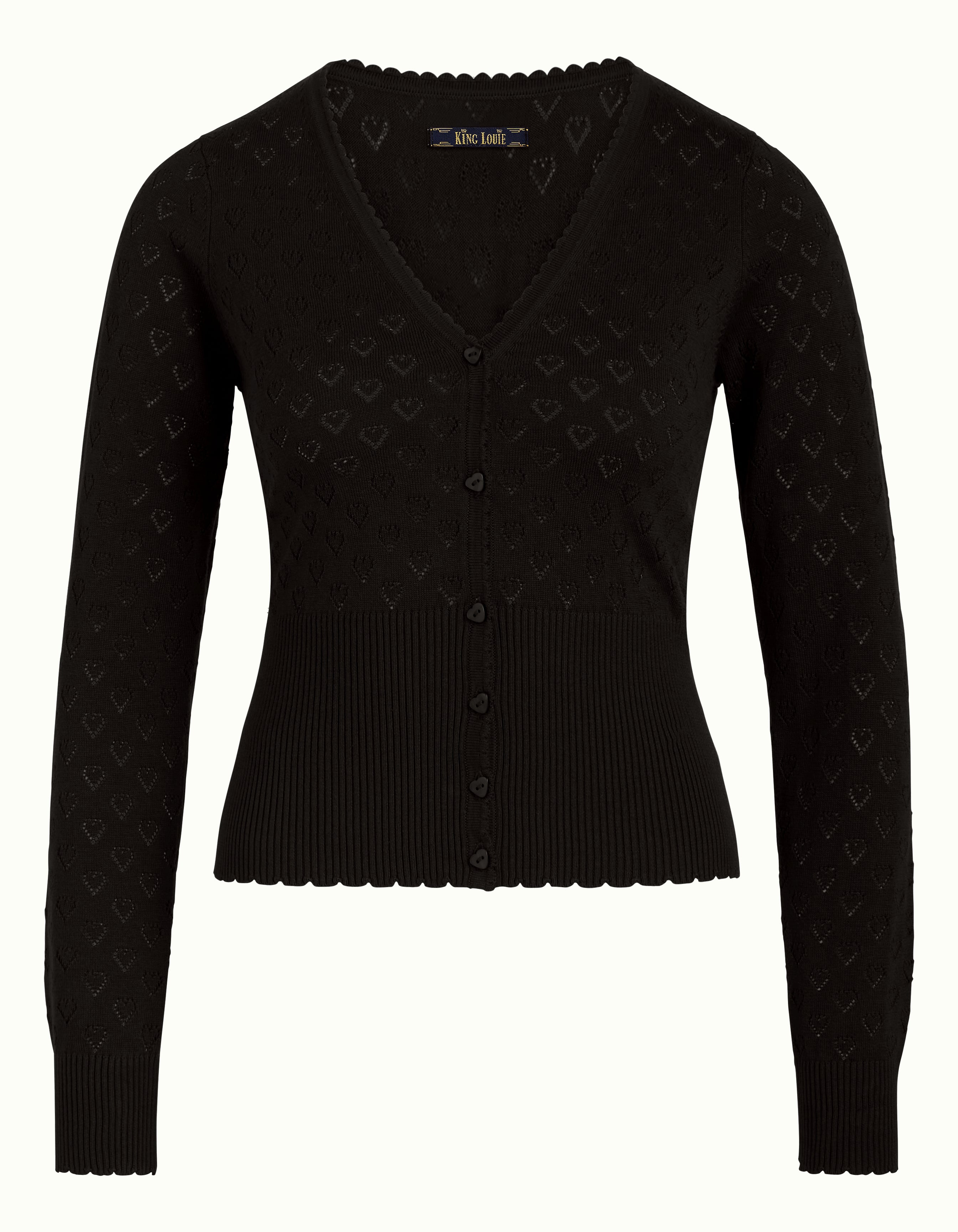 Strickjacke - Cardi V Heart Ajour BCI - Black