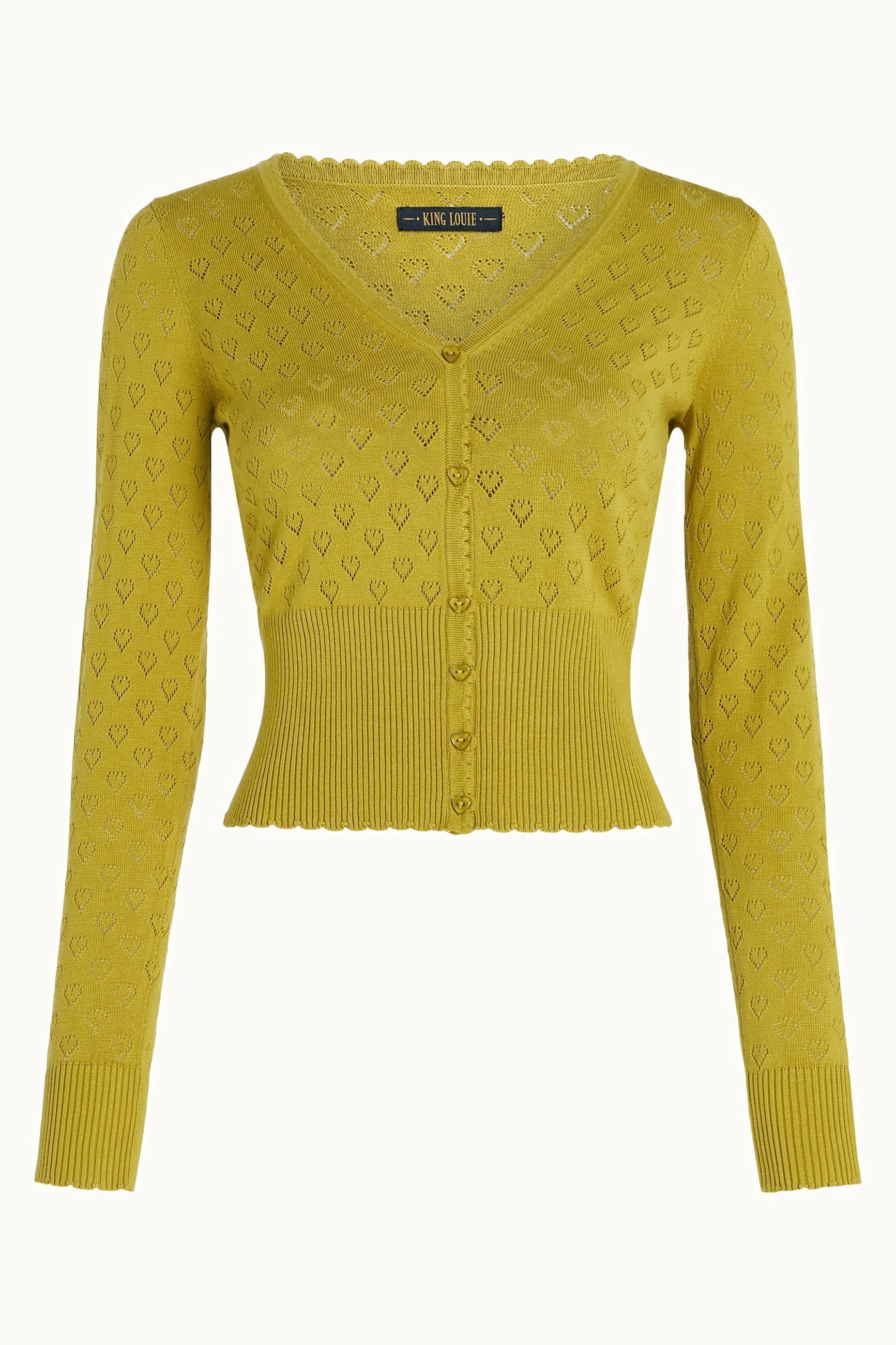 Strickjacke - Cardi V Heart Ajour BCI - Spring Yellow