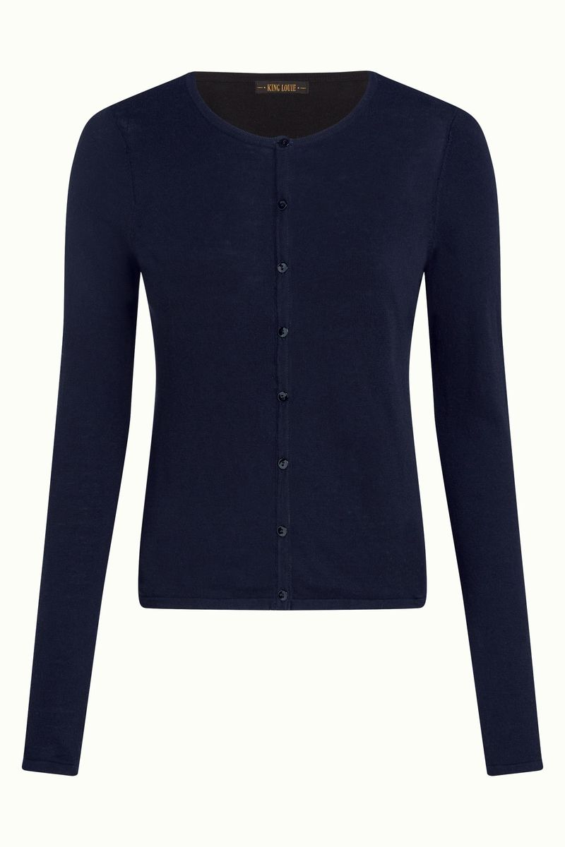 Strickjacke - Cardi Roundneck Cocoon - Blue