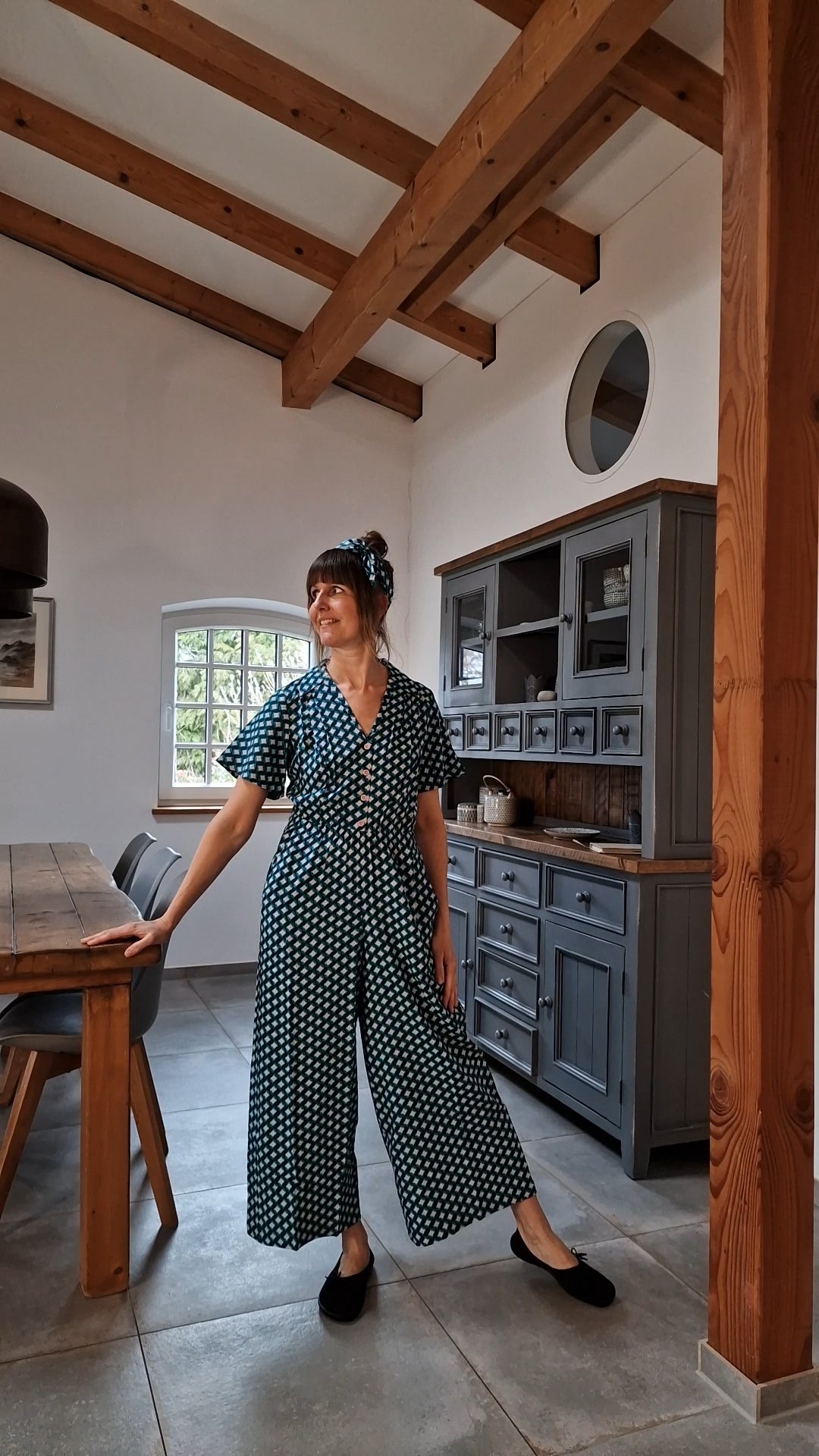 Jumpsuit - Charming Steps - emerald spring night