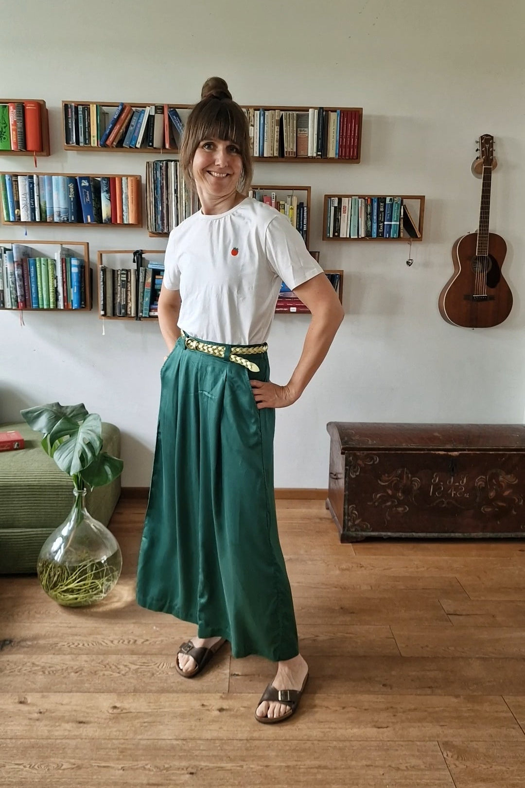 Hose - Héloïse - pure green satin
