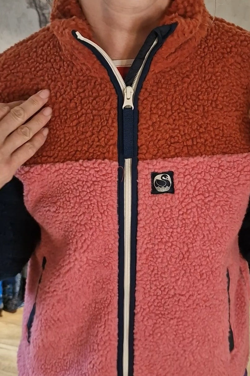 Jacke - Danebirk Fleece Zip-Up Chili/Soft Cherry/Dark Navy