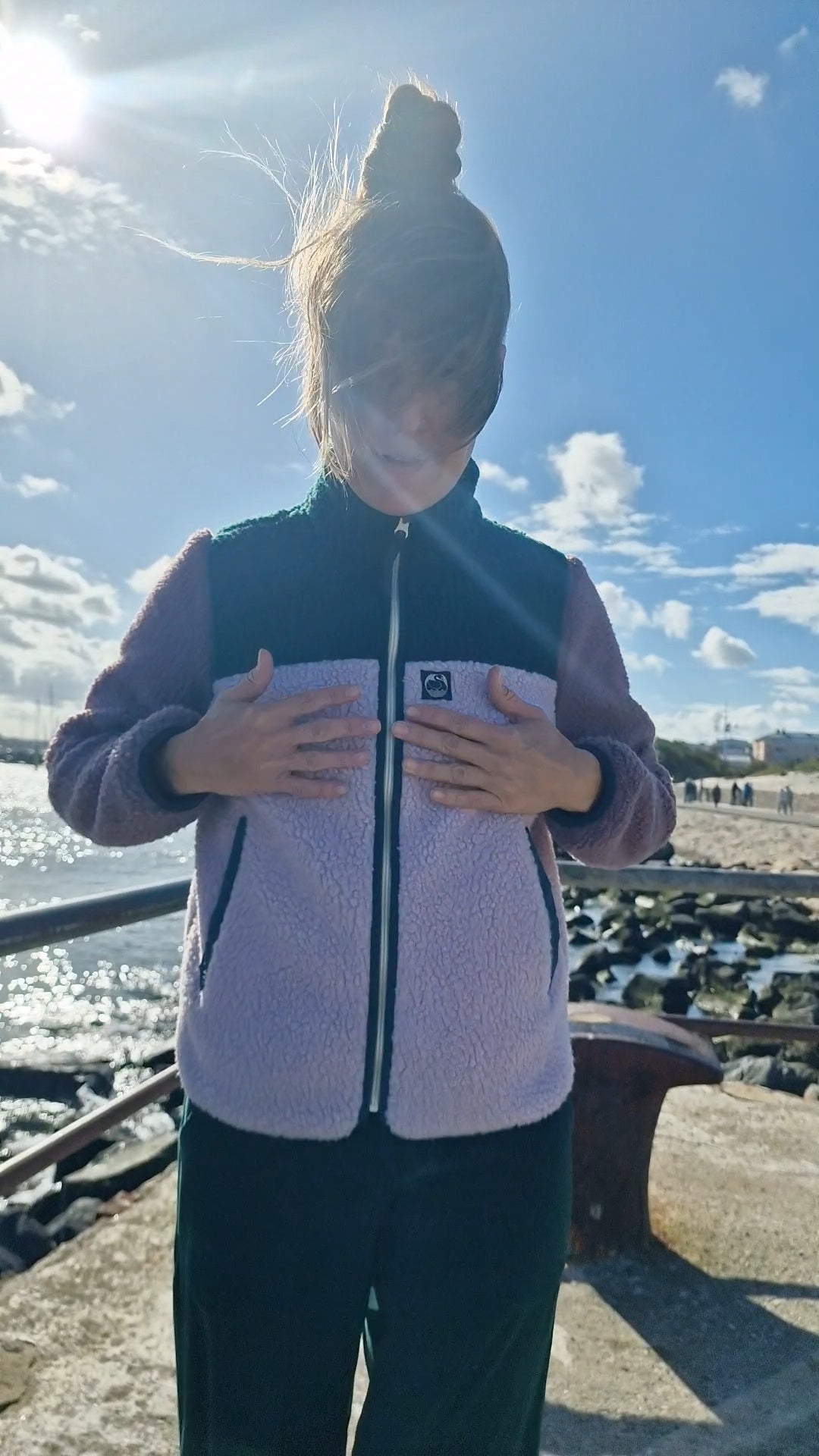 Jacke - Danebirk Fleece Zip-Up Canard/Cold Pink/Grey Plum
