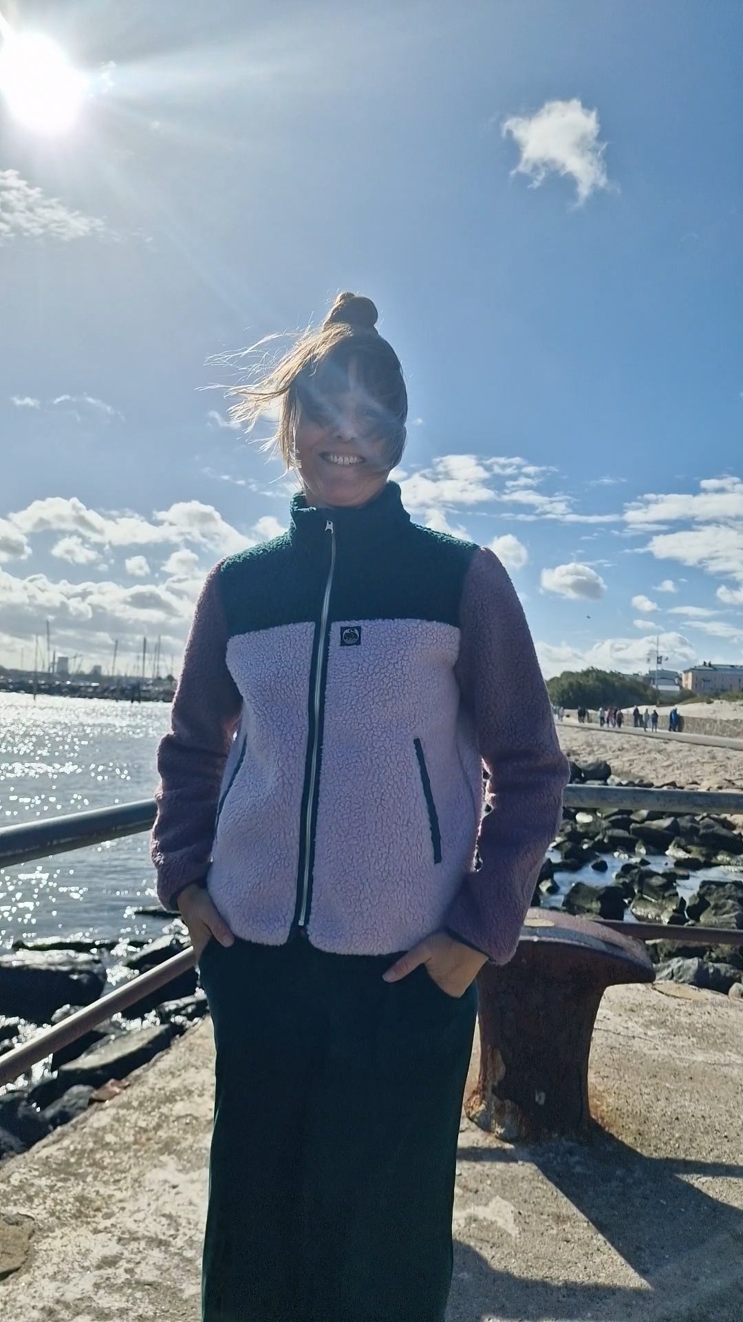 Jacke - Danebirk Fleece Zip-Up Canard/Cold Pink/Grey Plum