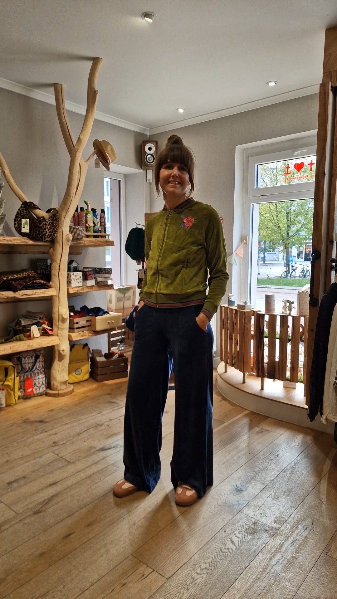 Jacke - Nora Bomber Velour - Sphagnum