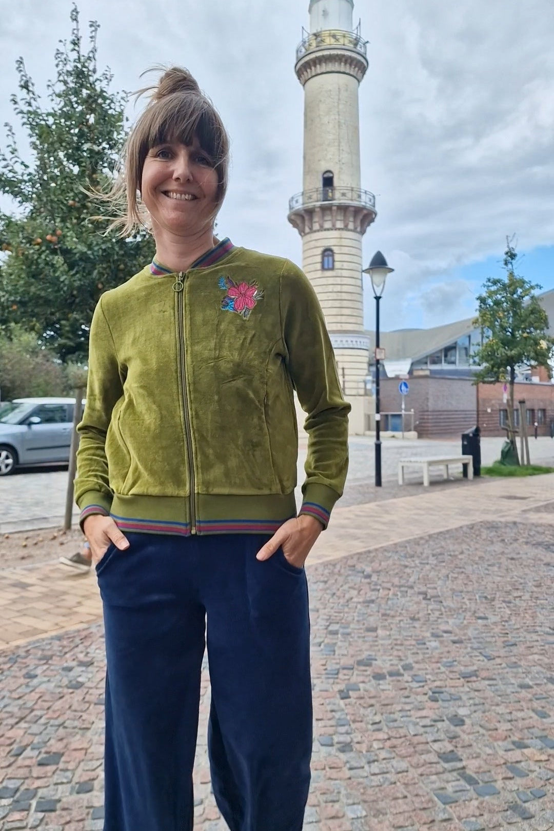 Jacke - Nora Bomber Velour - Sphagnum