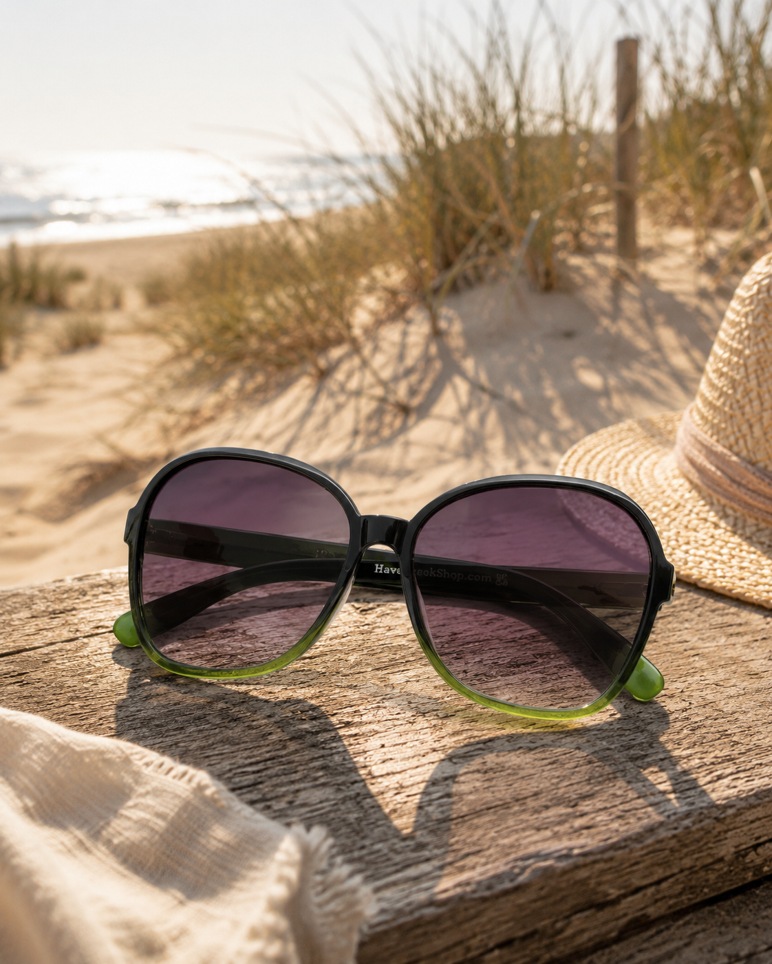 Sonnenbrille - Butterfly - green/black