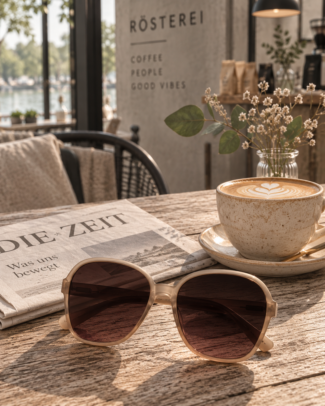 Sonnenbrille - Butterfly - beige