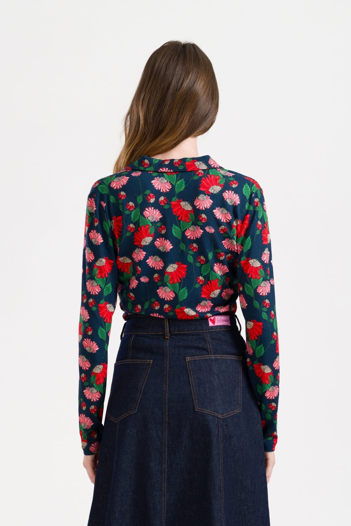 Bluse - Lena Blouse LS Scarlet Serenade - Navy Peony