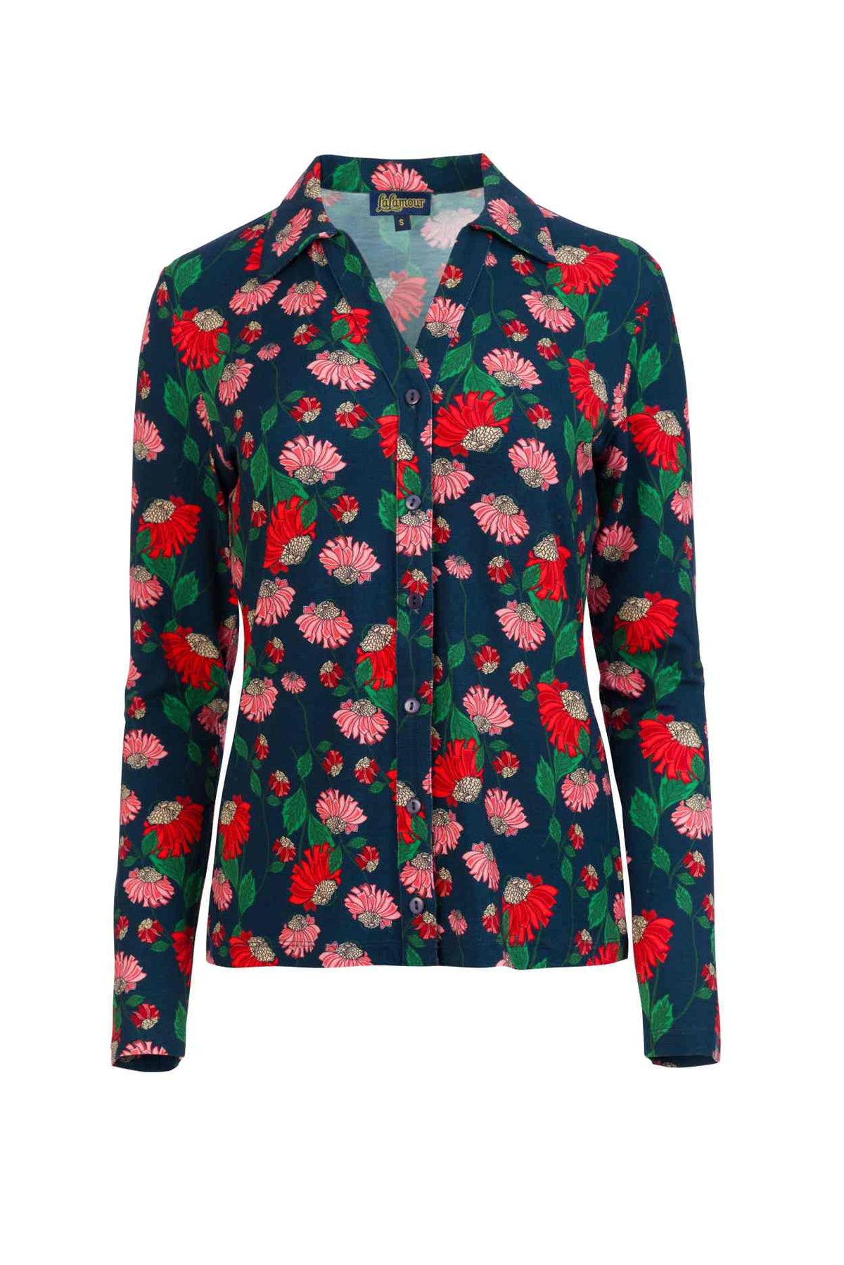 Bluse - Lena Blouse LS Scarlet Serenade - Navy Peony