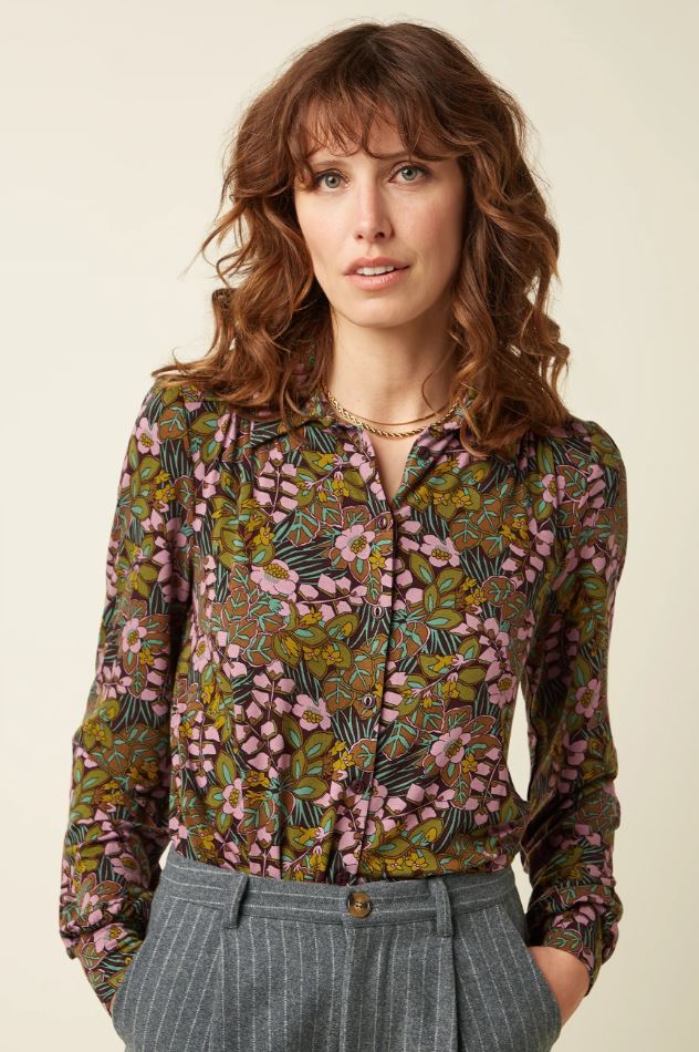 Bluse - Carina Blouse Sierra - Bitter Chocolate