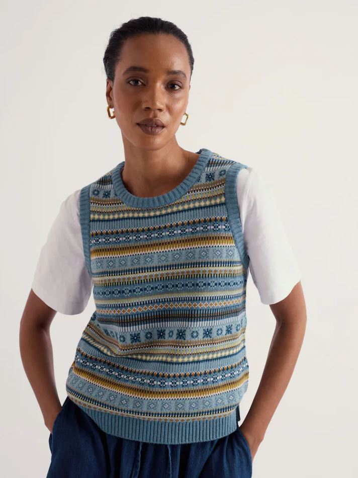 Strickjacke - Cove Cottage Vest - Carved Relief Cadet Multi