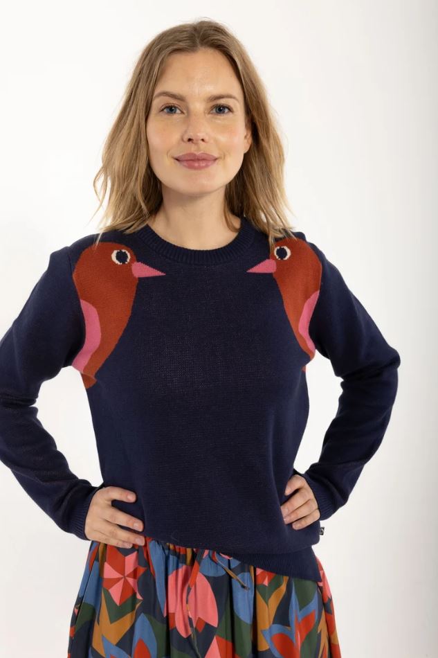 Pullover - Danepearly Cotton Sweater Dark Navy BIRD