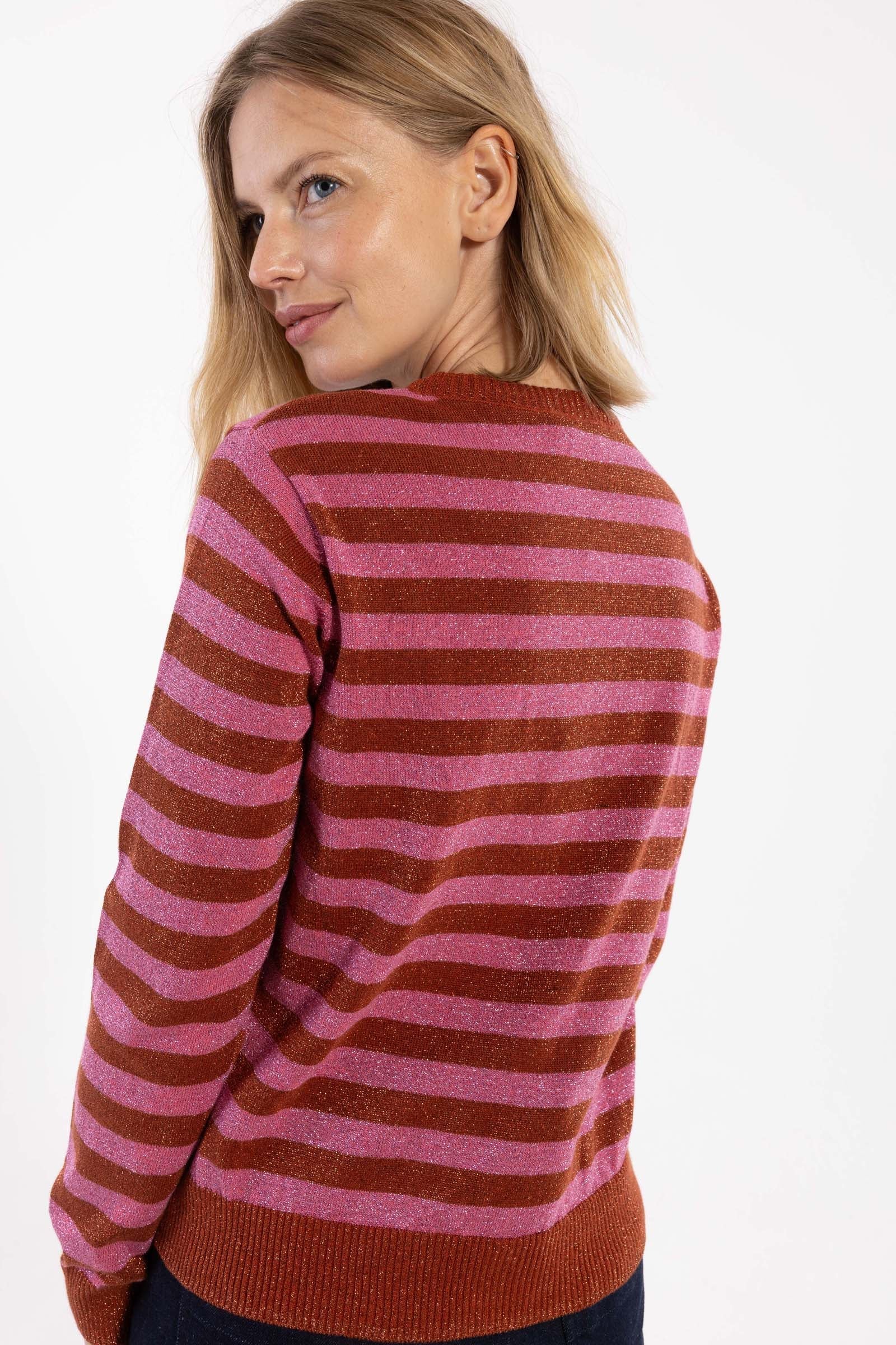 Strickjacke - Danesaga Glitter Cardigan Chili/Soft Cherry