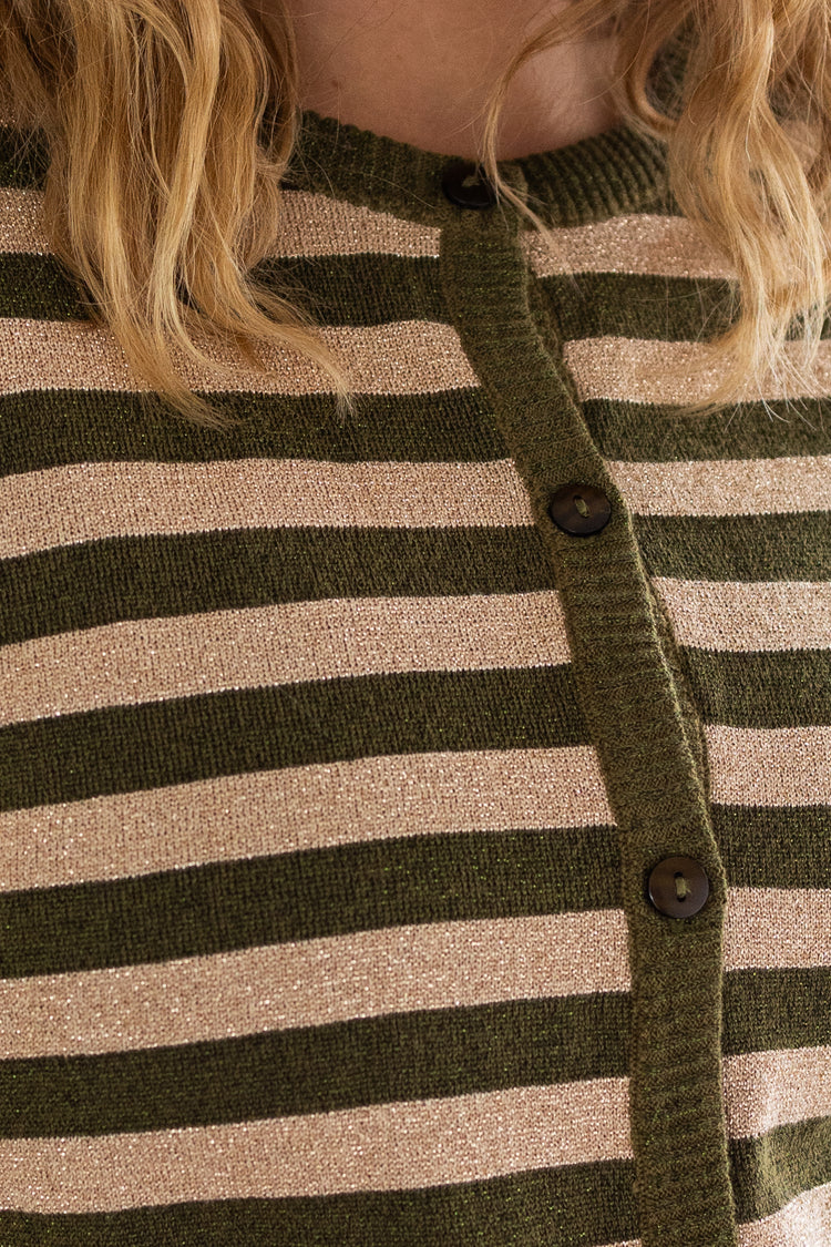 Strickjacke - Danesaga Glitter Cardigan Olive/Nougat