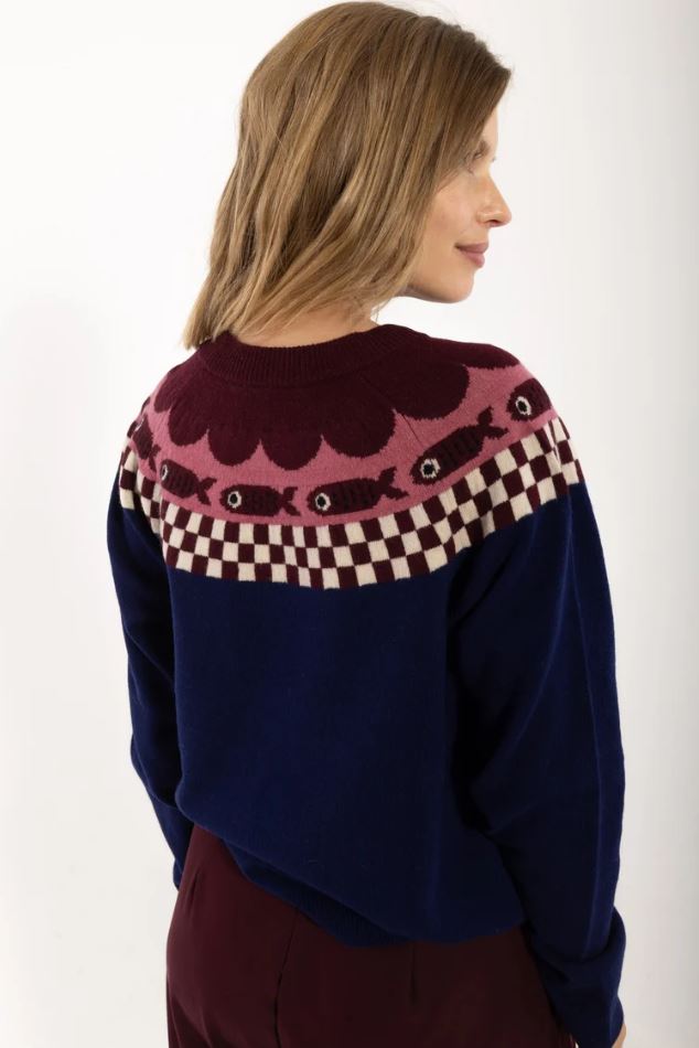 Pullover - Danesidsel Merino Wool Sweater Deep Blue FISH