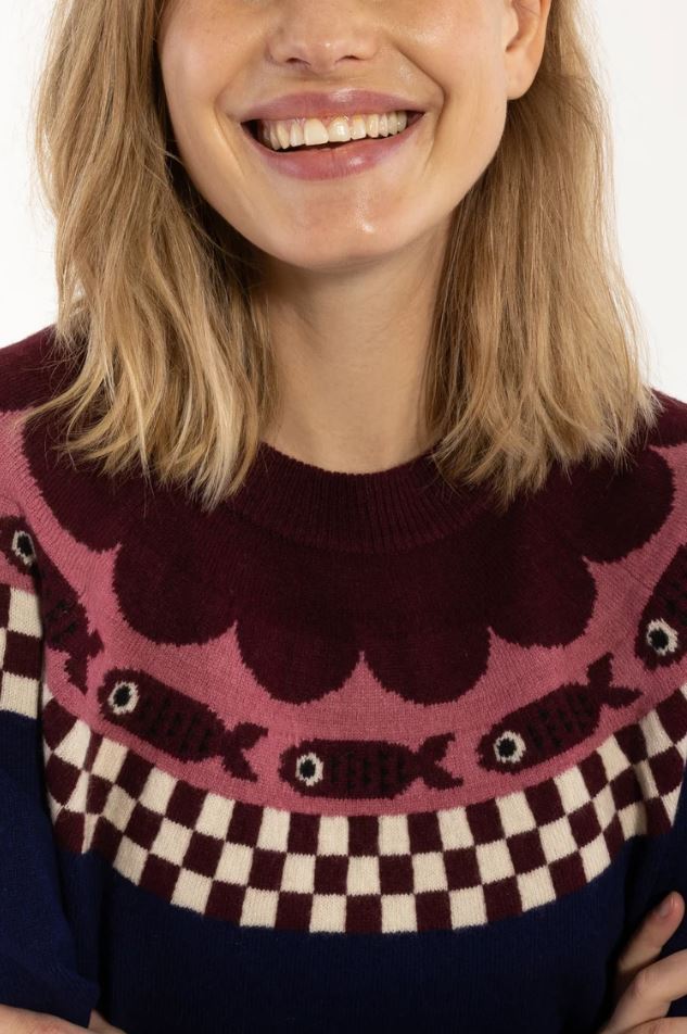 Pullover - Danesidsel Merino Wool Sweater Deep Blue FISH