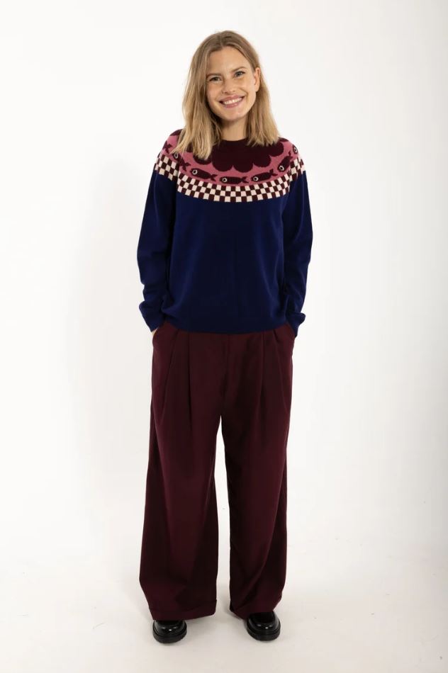 Pullover - Danesidsel Merino Wool Sweater Deep Blue FISH