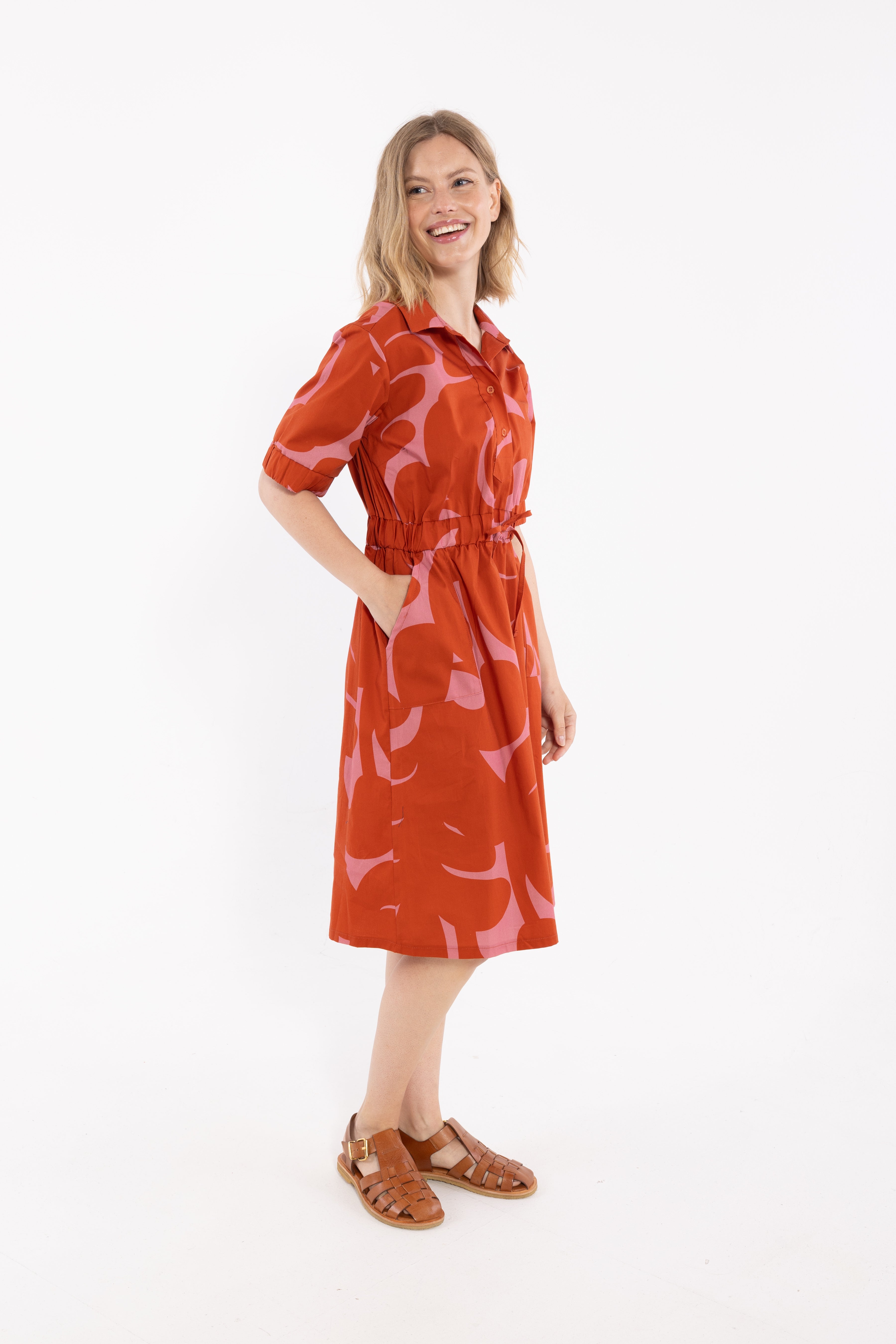 Kleid - Danesusanne Poplin Dress Chili/Soft Cherry TROPS