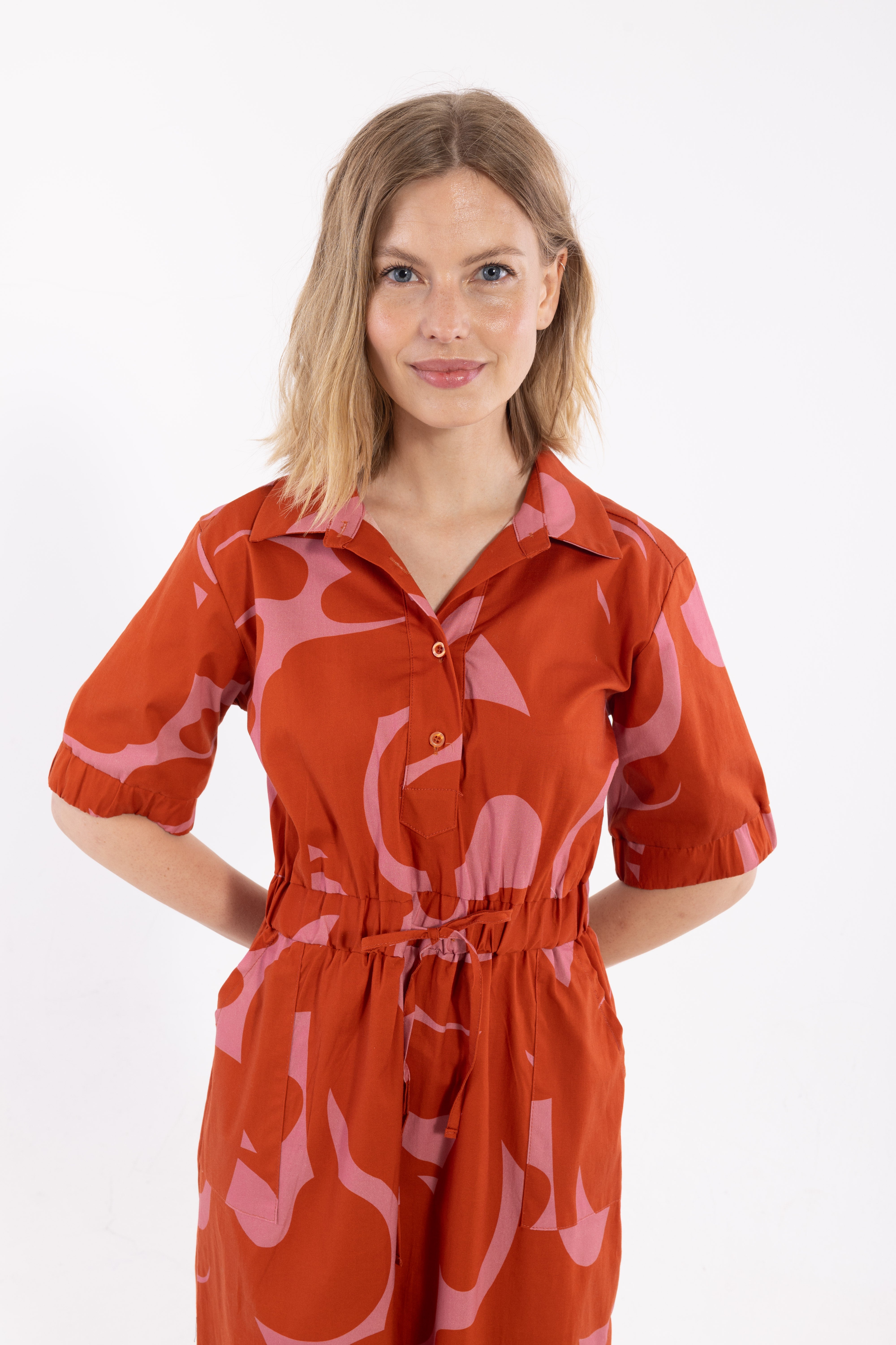 Kleid - Danesusanne Poplin Dress Chili/Soft Cherry TROPS