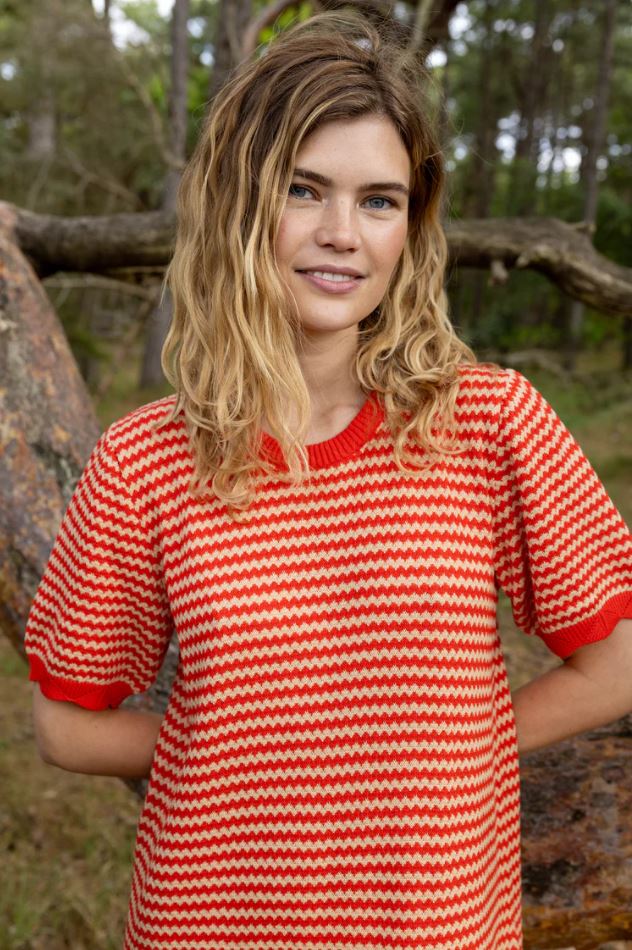 Kleid - Danesangria Pearl Knit Sweater Dress Summer Red/Nougat
