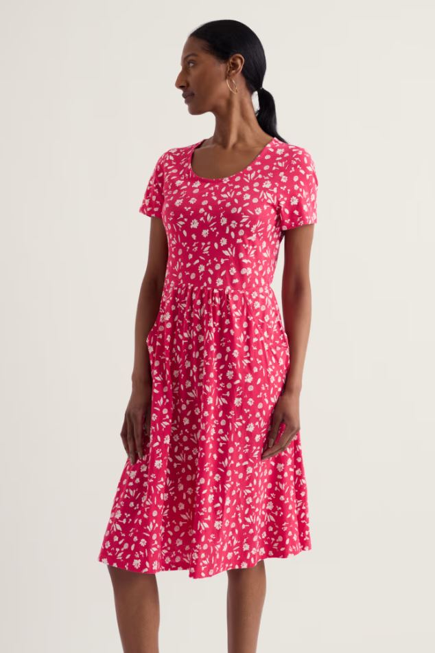 Kleid - Enor Dress - Sea Spray Floral Bright Radish