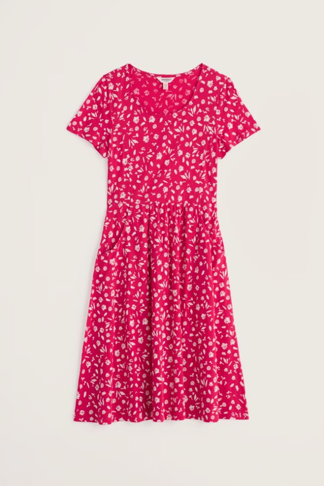 Kleid - Enor Dress - Sea Spray Floral Bright Radish