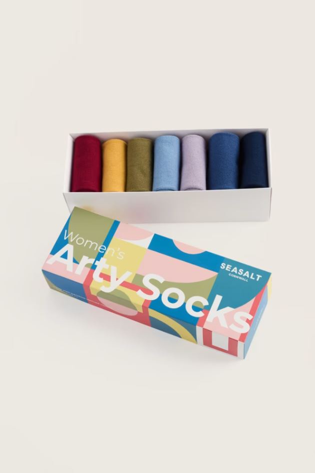 Socken-Box - Gift Box of 7 Women's Arty Socks Plain - Symbol Mix