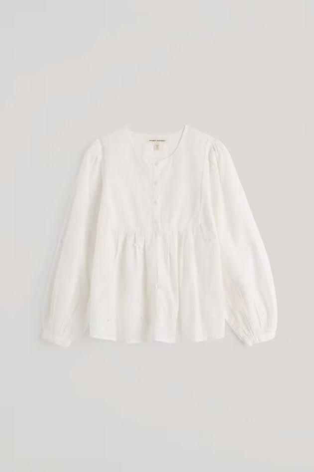 Bluse - High Woods Embroidered Shirt - Stitched Stems Salt