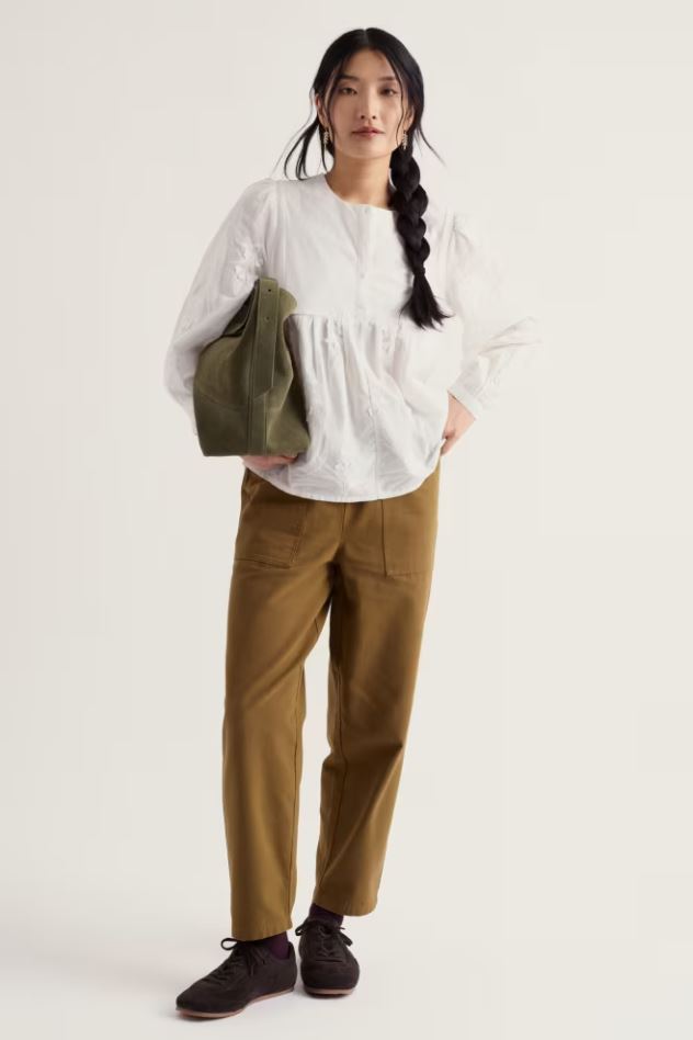 Bluse - High Woods Embroidered Shirt - Stitched Stems Salt