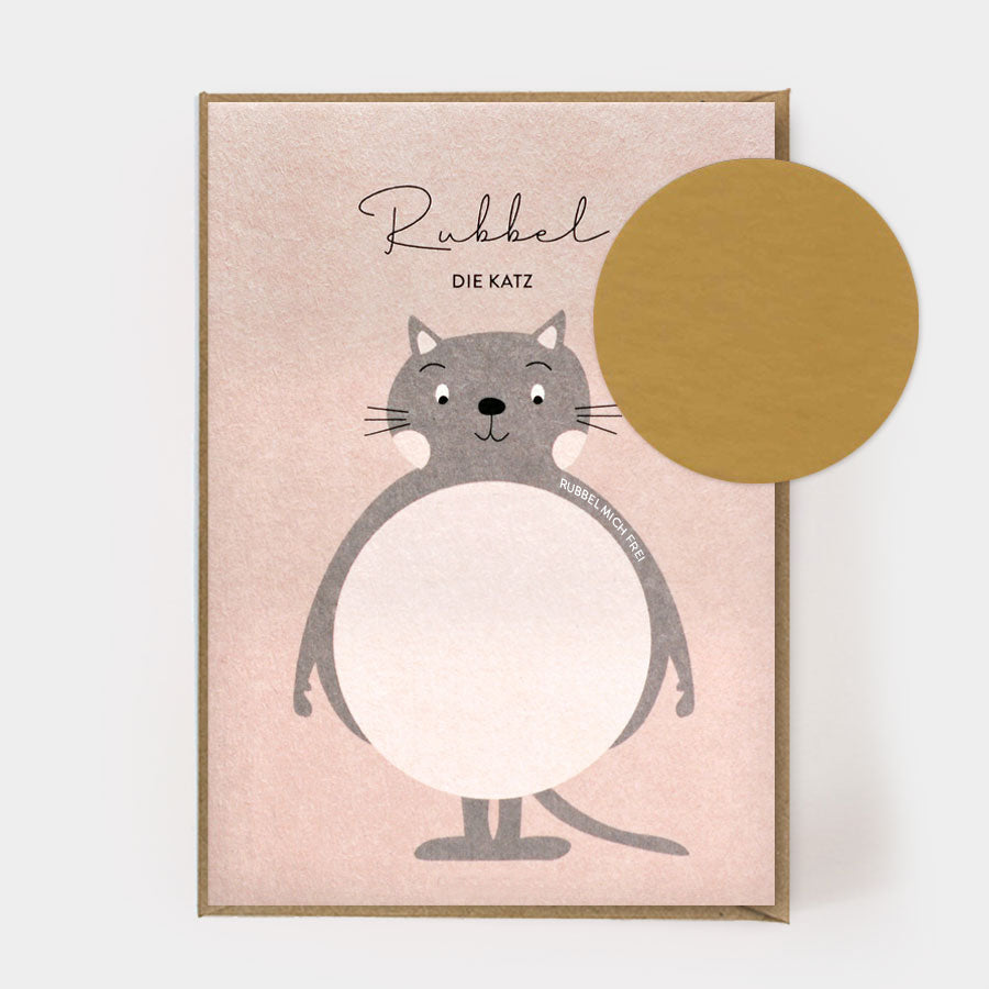 Postkarte - Rubbel die Katz- Klappkarte - Rubbelkarte