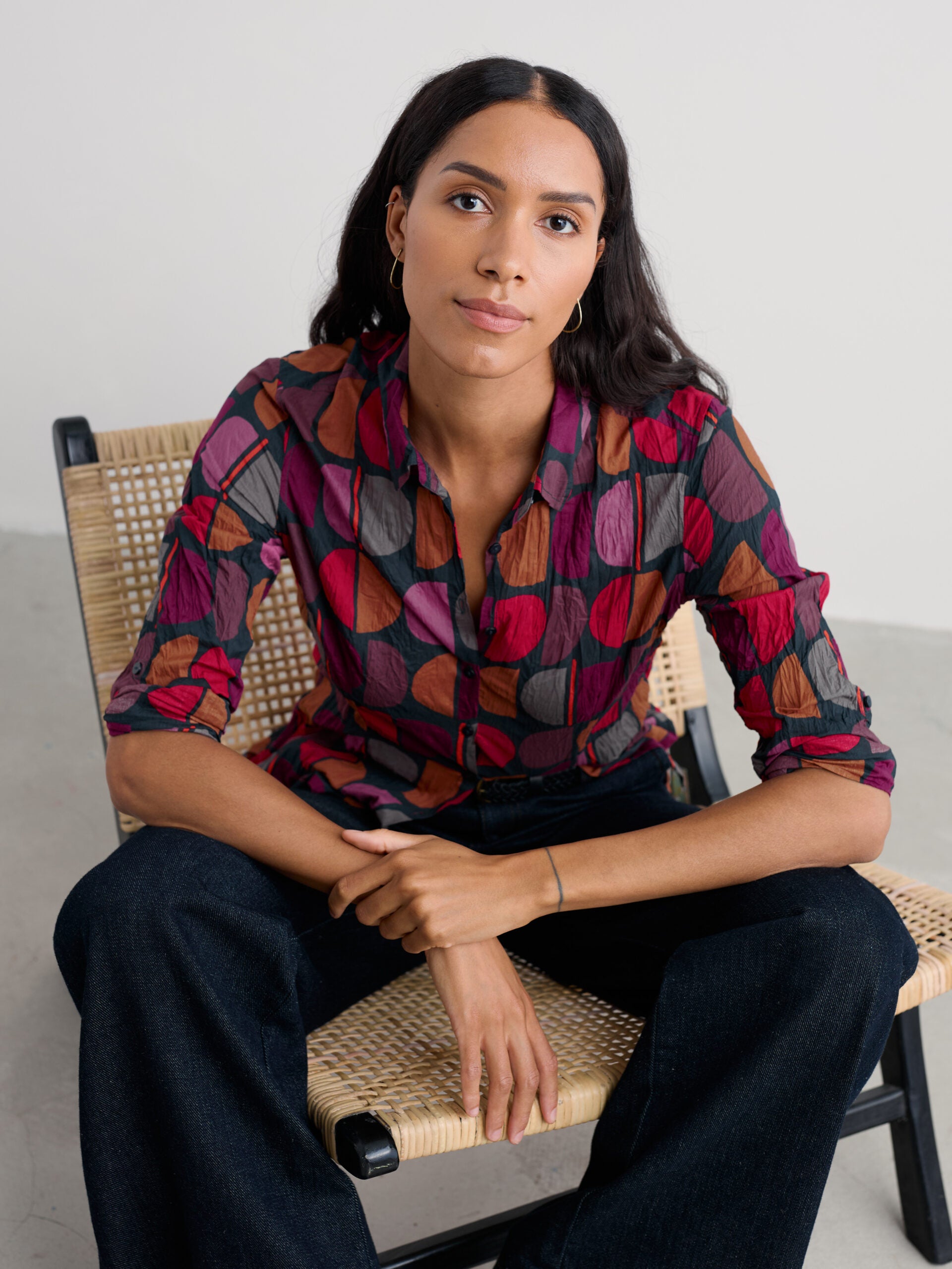 Bluse - Larissa  Shirt - Half Moon Stamp Onyx