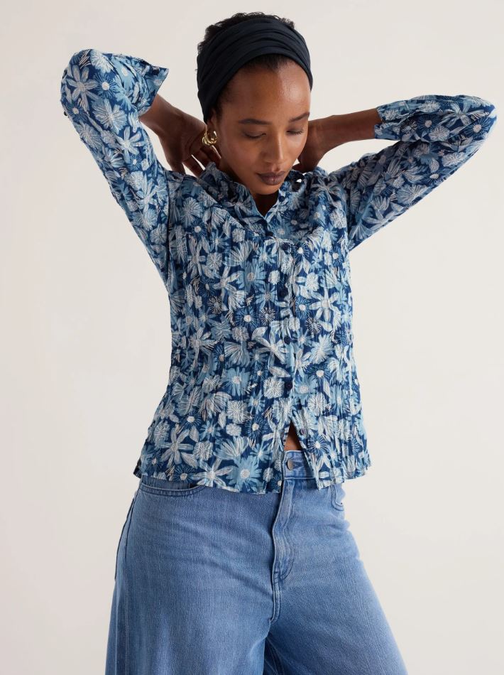 Bluse - Larissa Shirt - Sketchbook Blooms Marine