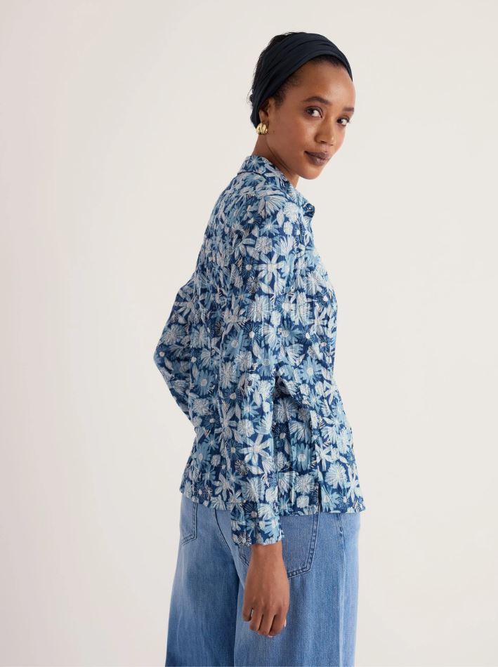Bluse - Larissa Shirt - Sketchbook Blooms Marine