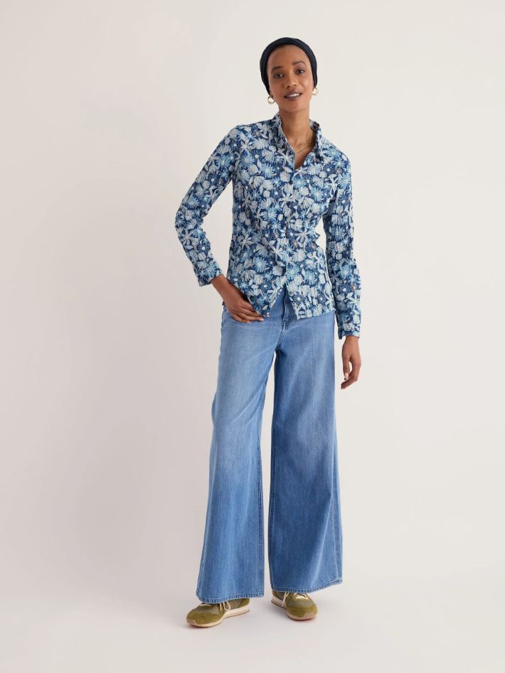 Bluse - Larissa Shirt - Sketchbook Blooms Marine