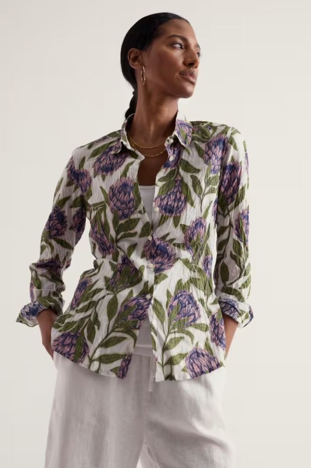 Bluse - langarm - Larissa Shirt - Proteas Chalk
