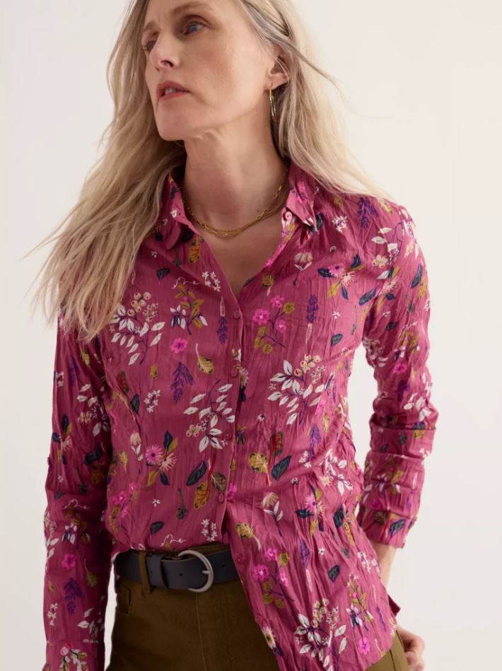 Bluse - Larissa Shirt - Flora Study Rosa