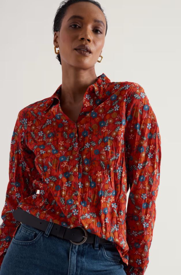 Bluse - Larissa Shirt - Tomato Blooms Cinnamon