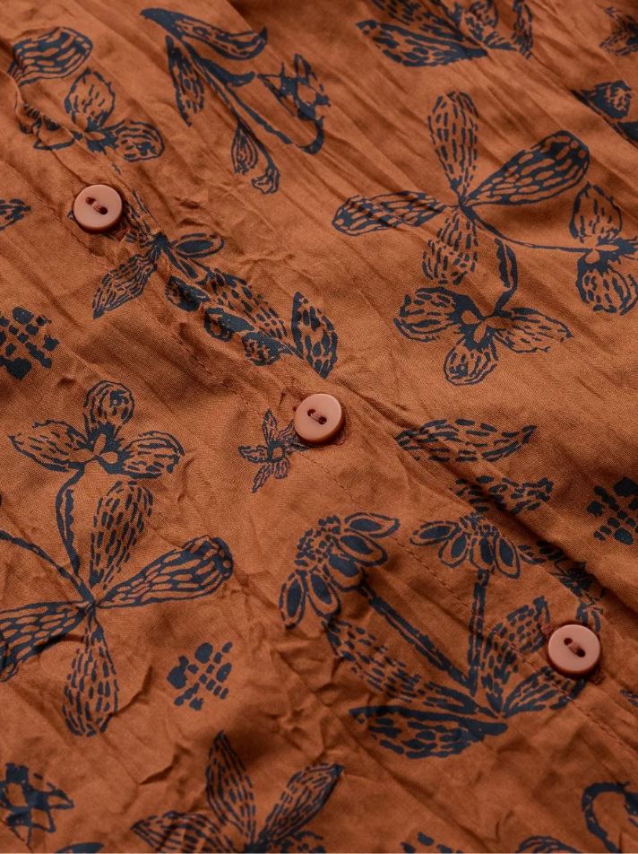 Bluse - Larissa Shirt - Tapestry Flowers Dark Acorn
