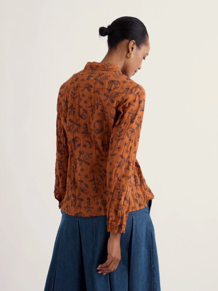 Bluse - Larissa Shirt - Tapestry Flowers Dark Acorn