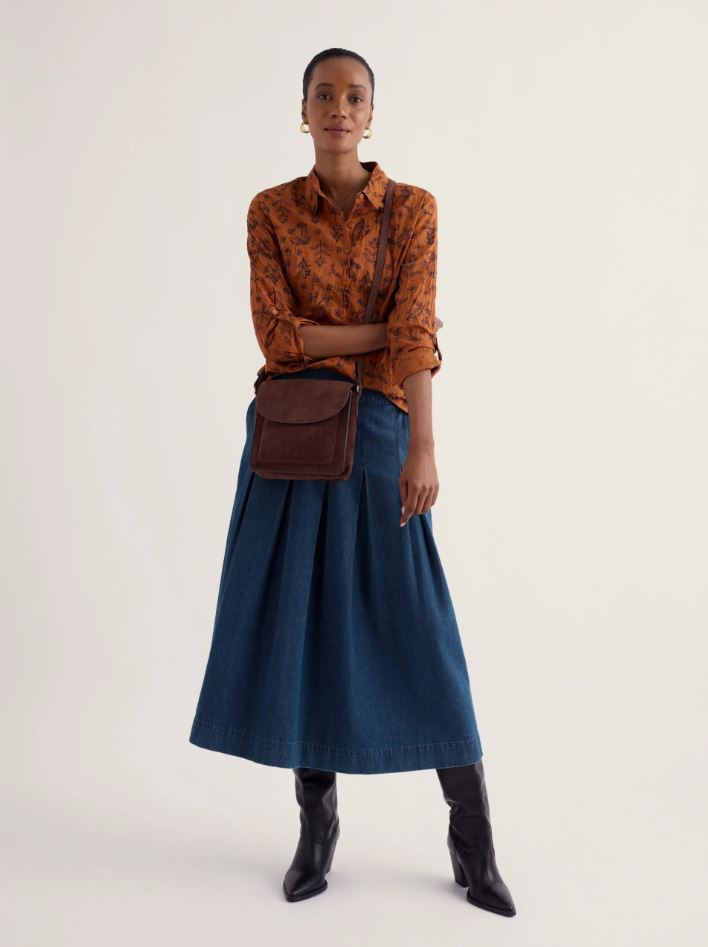 Bluse - Larissa Shirt - Tapestry Flowers Dark Acorn