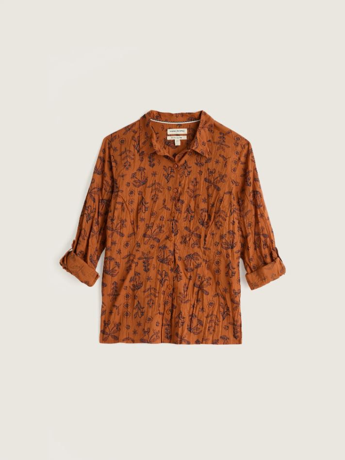 Bluse - Larissa Shirt - Tapestry Flowers Dark Acorn