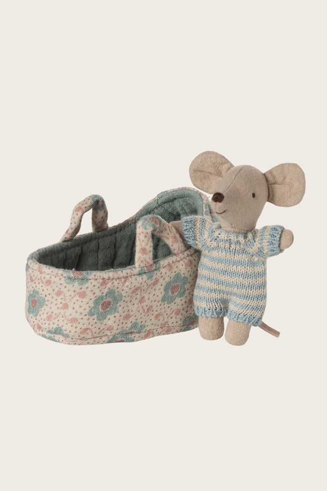 Maus - Babymaus in Tragetasche - blau