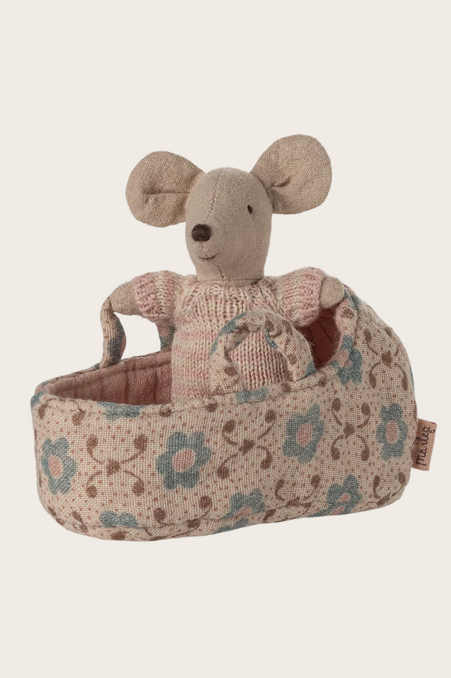 Maus - Babymaus in Tragetasche - rose
