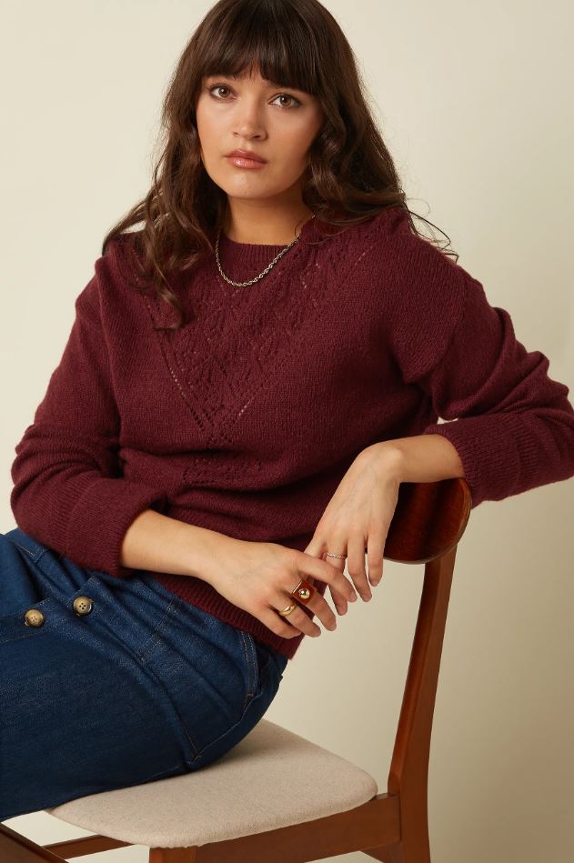 Pullover - Mauve Top Farfalle - Henna Red