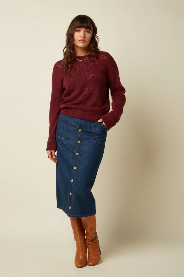 Pullover - Mauve Top Farfalle - Henna Red