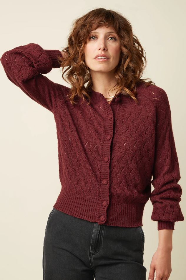 Strickjacke - Cardi Raglan Farfalle - Henna Red