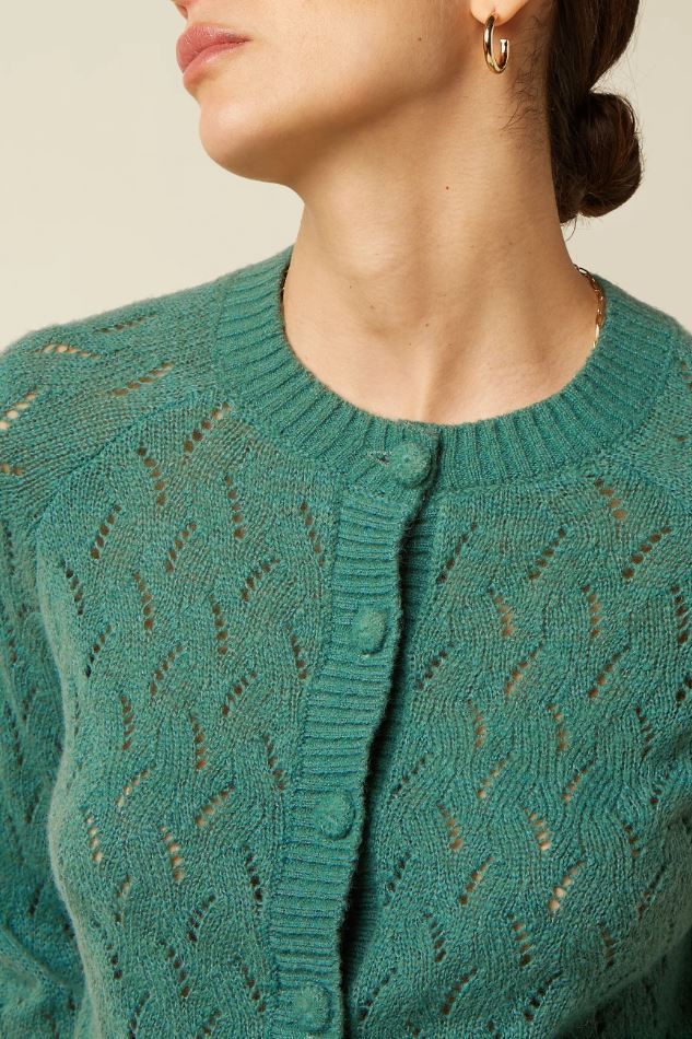 Strickjacke - Cardi Raglan Farfalle - Fir Green